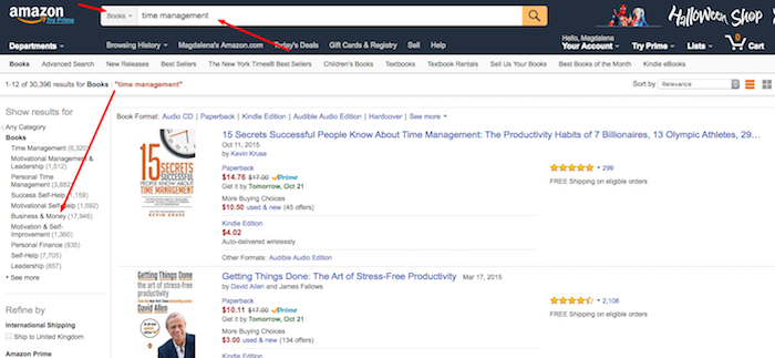 Amazon and Searching for Blog Posts Ideas - Step 1