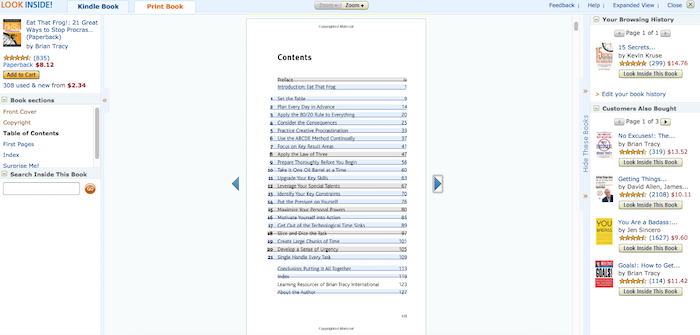Amazon- Look Inside Feature